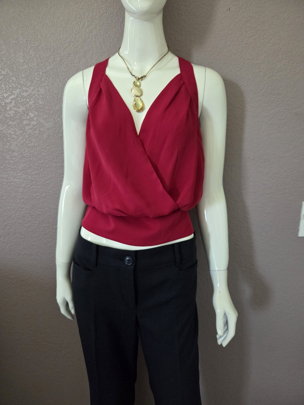 bebe Fuchsia Draped Surplus Wrap Camisole